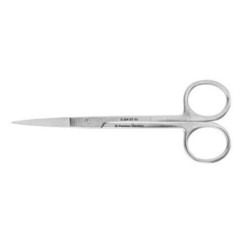 Iris Scissors Miltex® 4-1/2 Inch Length Floor Grade Pakistan Stainless Steel Sterile Finger Ring Handle Straight Blade Sharp Tip / Sharp Tip 5-304-ST-25 Box of 25 5-304-ST-25 Miltex® 1219116_BX
