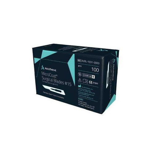 Surgical Blade AccuThrive Coated Stainless Steel No. 15 Sterile Disposable Individually Wrapped AVBL-1031-0000 Case of 500
