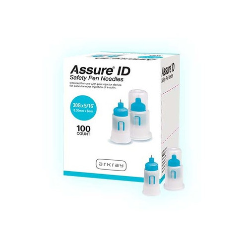Safety Insulin Pen Needle Assure ID 30 G x 8 mm Automatic Safety Without Back-End Shield 278130 Box of 100