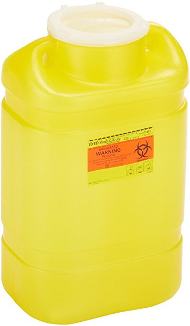 BD Chemo Waste Container, Yellow Base, 18 H x 10.5 W x 7.5 D in, 5 gal., 305493, Case of 8