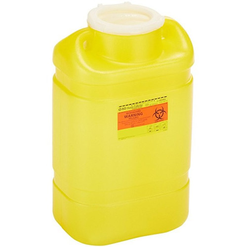 BD Chemo Waste Container, Yellow Base, 18 H x 10.5 W x 7.5 D in, 5 gal., 305493, Case of 8