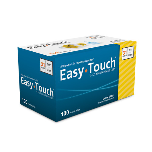 Standard Insulin Pen Needle EasyTouch 31G x 6 mm, NonSafety 831041 Box of 100