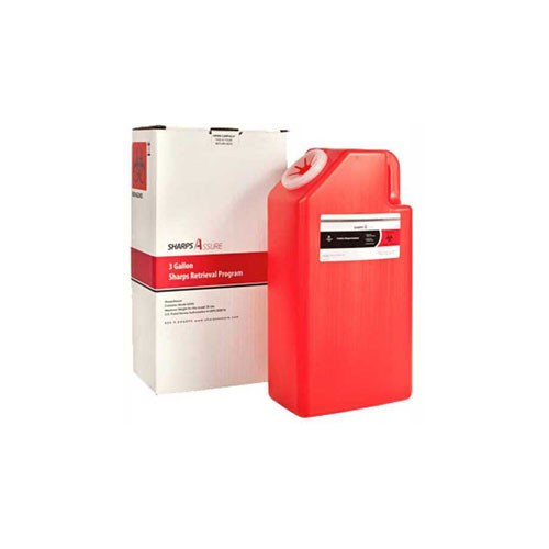 Sharps Assure Mailback Sharps Container Red, Base, 3 Gallon, SA3G-8, Pack of 1