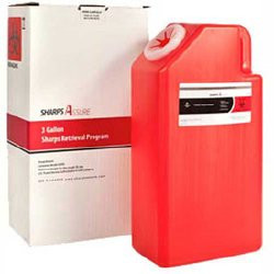 Sharps Assure Mailback Sharps Container Red Base Vertical Entry 3 Gallon, SA3G-8, Case of 8
