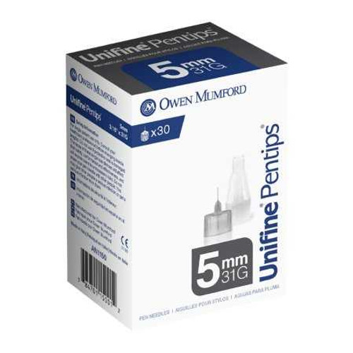 Standard Insulin Pen Needle Unifine® Pentips® 31 Gauge 5 mm Length NonSafety AN 1150 Box of 30 AN 1150 Unifine® Pentips® 1233067_BX
