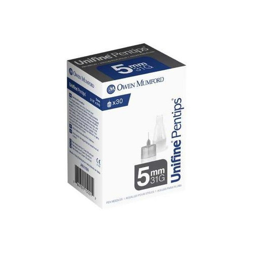 Standard Insulin Pen Needle Unifine Pentips 31G x 5 mm, NonSafety AN 1150 Case of 1500