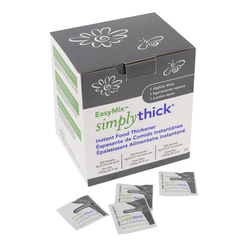 Food and Beverage Thickener SimplyThick Easy Mix 4 oz. Individual Packet Unflavored Gel IDDSI Level 1 Slightly Thick STIND300L1 Box of 300