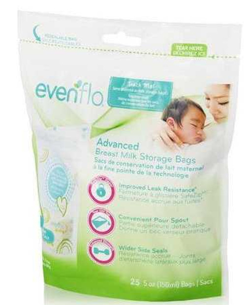 Breast Milk Storage Bag Evenflo 5 oz. Food Grade Material 5242211 Carton of 25 5242211 Evenflo 1124110_CT