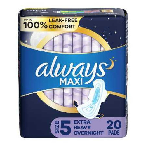 Feminine Pad Always® Maxi With Wings Overnight Absorbency 03700017902 Pack of 20 03700017902 Always® Maxi 785309_PK Feminine Pad Always® Maxi With Wings Overnight Absorbency 03700017902 Pack of 20 03700017902 Always® Maxi 785309_PK