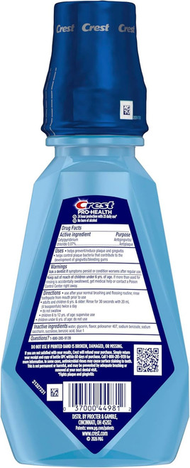 Crest Pro-Health Multi-Protection Mouthwash Clean Mint Flavor, 500 mL, Case of 4 (Packaging May Vary)