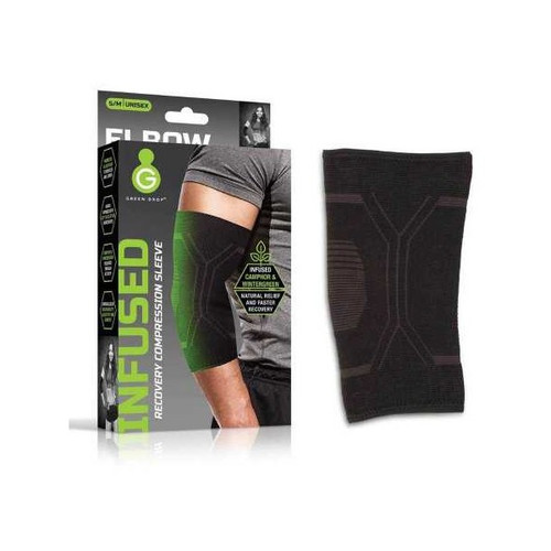 Elbow Support Green Drop Small / Medium Pull-On Sleeve Left or Right Elbow 8 to 12 Inch Elbow Circumference Black ELB-1450 Pack of 1
