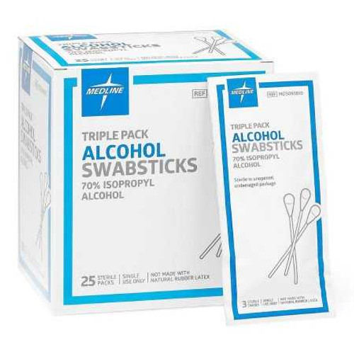 Impregnated Swabstick 70% Strength Isopropyl Alcohol Individual Packet Sterile MDS093810 Case of 250 MDS093810 MEDLINE 840167_CS