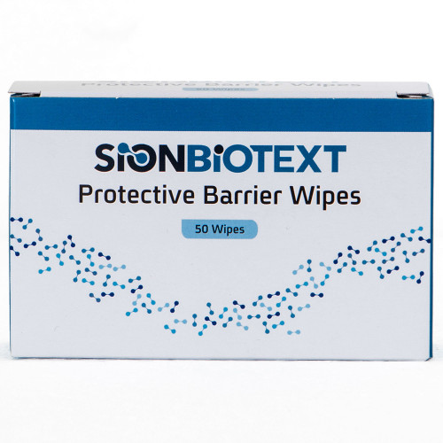 SionBiotext Skin Barrier Wipe Isopropyl Alcohol, Water, SD Ethanol -40, Vinyl Caprolactam/VP/Dimethylaminoethyl Methacrylate Copolymer Individual Packet NonSterile, 423779, Box of 50