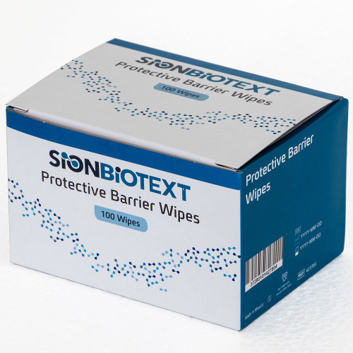 SionBiotext Skin Barrier Wipe Isopropyl Alcohol, Water, SD Ethanol -40, Vinyl Caprolactam/VP/Dimethylaminoethyl Methacrylate Copolymer Individual Packet NonSterile, 423784, Box of 100