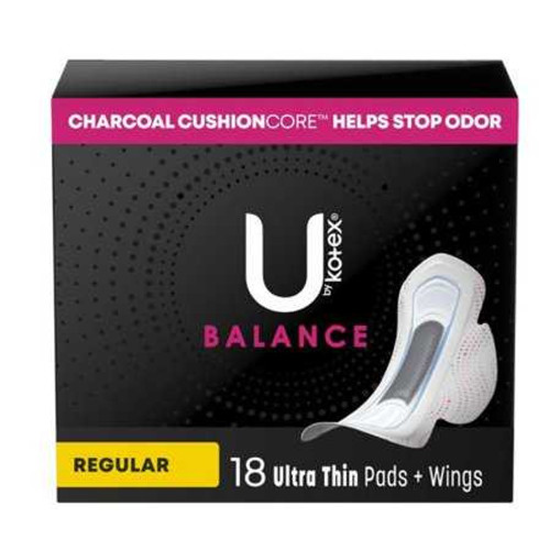 Feminine Pad U by Kotex® Balance Ultra Thin with Wings Regular Absorbency 54898 Pack of 18 54898 U by Kotex® Balance 1224718_PK