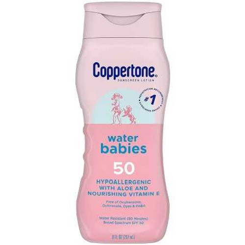 Sunscreen Coppertone® Water Babies SPF 50 Lotion 8 oz. Bottle 07214002739 Pack of 1 07214002739 Coppertone® Water Babies 1231877_EA Sunscreen Coppertone® Water Babies SPF 50 Lotion 8 oz. Bottle 07214002739 Pack of 1 07214002739 Coppertone® Water Babies 1231877_EA