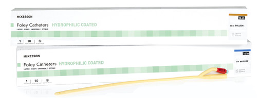 Foley Catheter McKesson 2-Way Coude Tip 5 cc Balloon 18 Fr. Latex 16-LFOL518C Case of 200