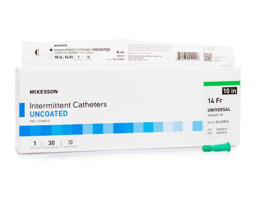 Urethral Catheter McKesson Straight Tip Uncoated PVC 14 Fr. 10 in, 16-U1014 Case of 300