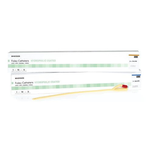 Foley Catheter McKesson 2-Way Coude Tip 5 cc Balloon 24 Fr. Latex 16-LFOL524C Box of 10
