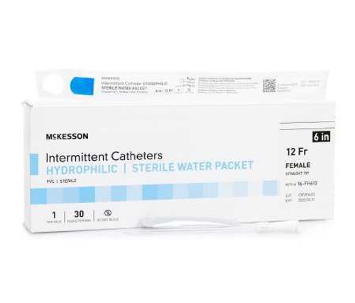 Urethral Catheter McKesson Straight Tip Hydrophilic Coated PVC 12 Fr. 6 Inch 16-FH612 Case of 300 16-FH612 McKesson 1135721_CS