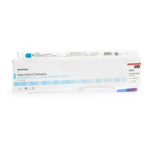 Urethral Catheter McKesson Straight Tip Hydrophilic Coated PVC 18 Fr. 16 Inch 16-MH1618 Case of 300 16-MH1618 McKesson 1135729_CS