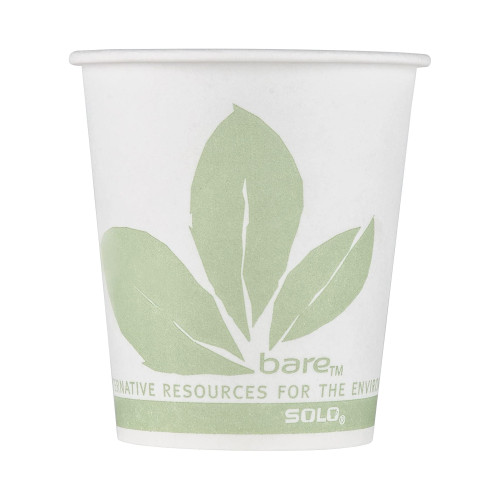 Bare Eco-Forward 3 oz Wax Coated Paper Drinking Cup Leaf Print, 44BB-JD110, Pack of 100