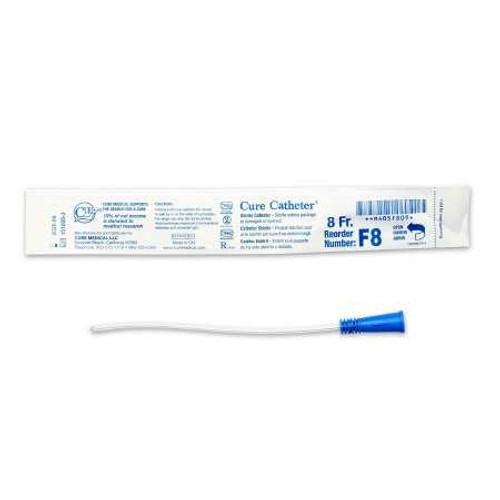 Urethral Catheter Cure Catheter® Straight Tip Uncoated PVC 8 Fr. 6 Inch F8 Box of 30 F8 Cure Catheter® 761795_BX