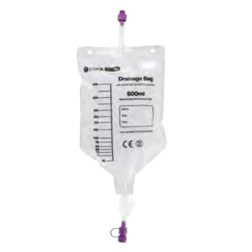 ENFit Enteral Drainage Bag Without Tubing 500 mL Sterile Connector Barrier, DBP-500, Box of 50