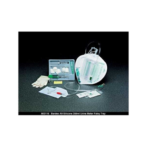 Indwelling Catheter Tray Bardex Foley 16 Fr. 5 cc Balloon Silicone 902116 Case of 10