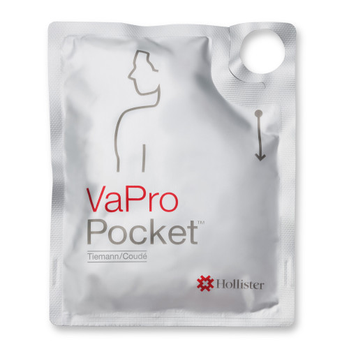 Intermittent Closed System Catheter VaPro Plus Pocket Tiemann, Coud Tip 14 Fr. PVC 77144-30 Box of 30
