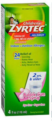 Children's Allergy Relief Children's Zyrtec 1 mg / 1 mL Strength Syrup 4 oz. Pack of 1