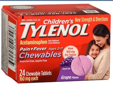 Children's Tylenol Children's Pain Relief 160 mg Strength Acetaminophen Chewable Tablet 24 per Box, 50580052224, Bottle of 1
