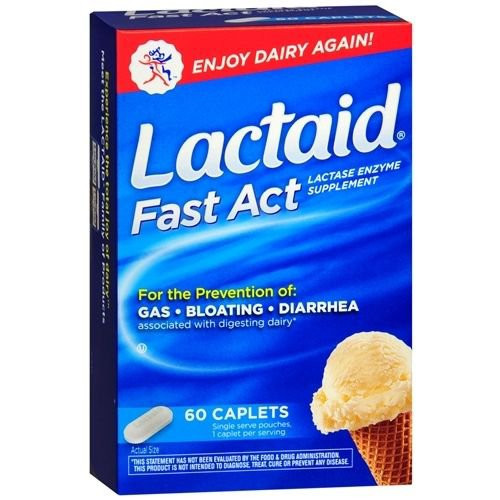 Dietary Supplement Lactaid Fast Act Lactase Enzyme 9000 FCC Units Strength Tablet 60 Box of 1