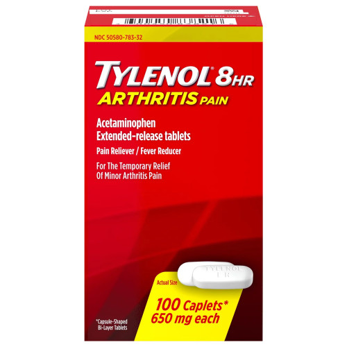 Tylenol Arthritis Pain Relief 650 mg Strength Acetaminophen Caplet 100 per Bottle, 50580078332, Bottle of 1