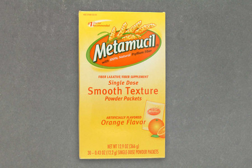 Fiber Supplement Metamucil Orange Flavor Powder 30 3.4 Gram Strength Psyllium Husk Box of 1