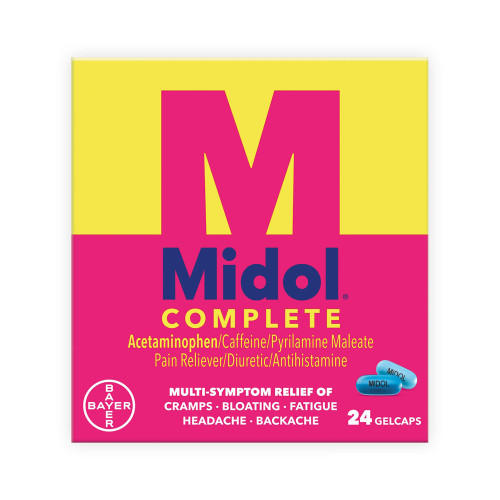 Midol Complete Cramp Relief 500 mg - 60 mg - 15 mg Strength Acetaminophen / Caffeine / Pyrilamine Maleate Gelcap 24 per Box, 12843017253, Box of 1