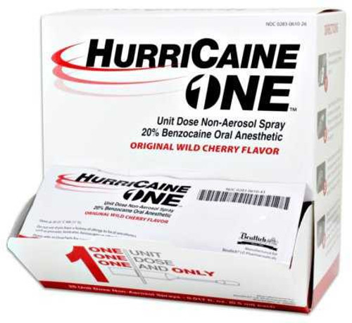 Oral Pain Relief HurriCaine® 20% Strength Benzocaine Unit Dose Spray 0.5 mL 00283061026 Box of 25 00283061026 HurriCaine® 757033_BX