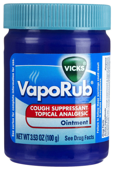Chest Rub Vicks VapoRub 4.8% - 1.2% - 2.6% Strength Ointment 3.53 oz. Pack of 1