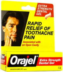 Oral Pain Relief Orajel 20% Strength Benzocaine Oral Gel 0.45 oz. Pack of 1