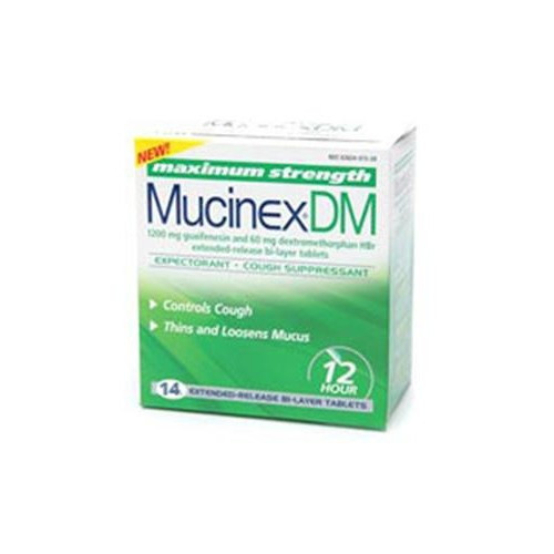 Cold and Cough Relief Mucinex DM 1,200 mg - 60 mg Strength Tablet 14 Box of 14