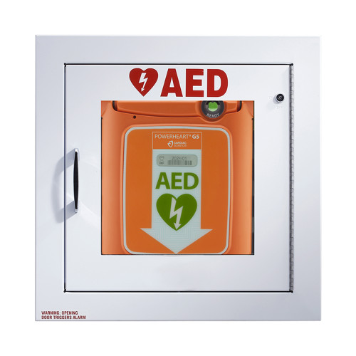 Wall Mount Cabinet White, See Through Door, With Alarm, Strobe, Security Enabled AED 50-00392-30 Pack of 1