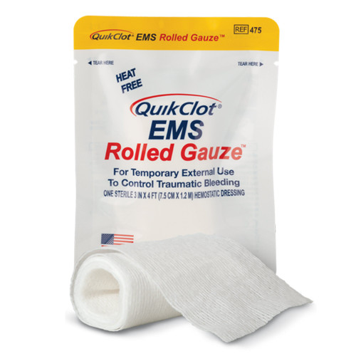QuikClot Hemostatic Dressing 3 Inch X 4 Foot 1 per Pack Sterile, 475, Pack of 1