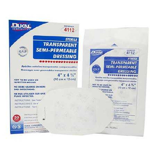 Transparent Film Dressing Dukal™ 4 x 4-3/4 Inch Frame Style Delivery Oval Sterile 4112 Box of 50 4112 Dukal™ 768605_BX