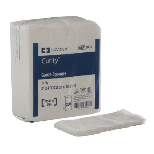 Curity Gauze Sponge 4 X 8 Inch 12-Ply NonSterile 200 per Pack, 2835-, Case of 2000