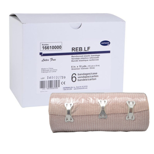 Elastic Bandage REB 6 Inch x 10 Yard Double Length Clip Detached Closure Tan NonSterile Standard Compression 16610000 Pack of 1