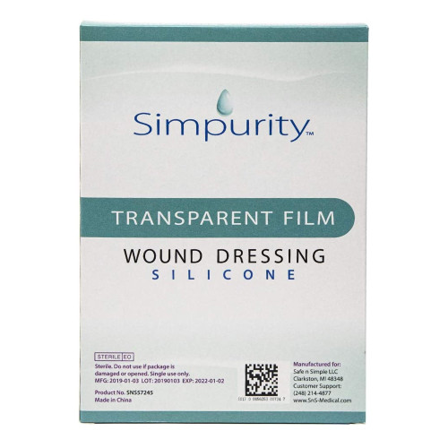Simpurity Transparent Film Dressing 4 X 5 Inch Without Delivery Method Rectangle Sterile, SNS57245, Case of 192