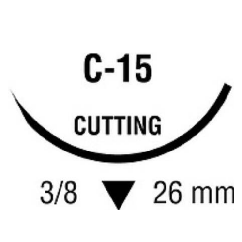 Nonabsorbable Suture with Needle Sofsilk™ Silk C-15 3/8 Circle Reverse Cutting Needle Size 2 - 0 Braided SS-685G Box of 12