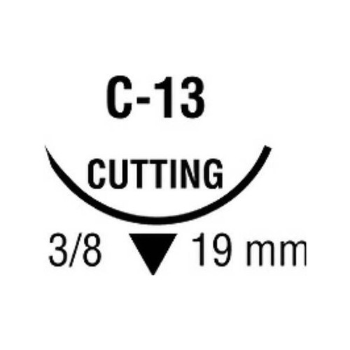 Nonabsorbable Suture with Needle Surgipro Polypropylene C-13 3/8 Circle Reverse Cutting Needle Size 3 - 0 Monofilament SP-665G Box of 12
