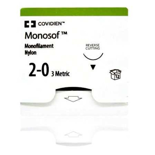 Nonabsorbable Suture with Needle Monosof™~Dermalon™ Nylon C-15 3/8 Circle Reverse Cutting Needle Size 2 - 0 Monofilament SN-764G Box of 12 SN-764G Monosof™~Dermalon™ 425053_BX