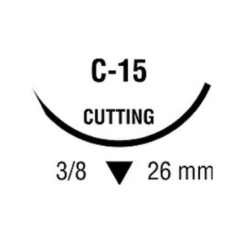 Nonabsorbable Suture with Needle Monosof~Dermalon Nylon C-15 3/8 Circle Reverse Cutting Needle Size 2 - 0 Monofilament SN-764G Box of 12